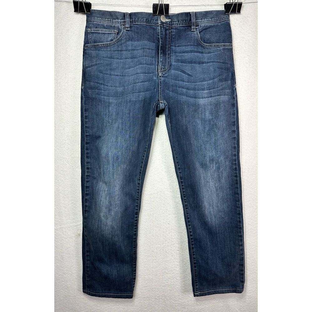 Armani Exchange J16 Straight Stretch Jeans Mens Size 38x29 Dark‎ Blue Denim AX
